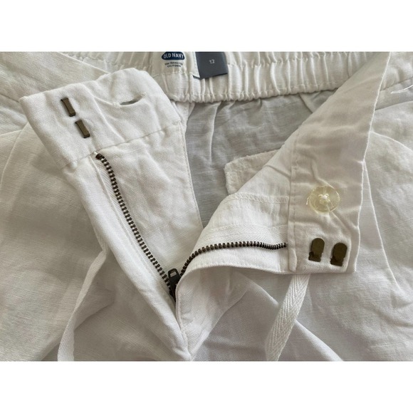 Womens Old Navy Linen Shorts Size 12 White Pockets Drawstring NEW - Picture 3 of 5